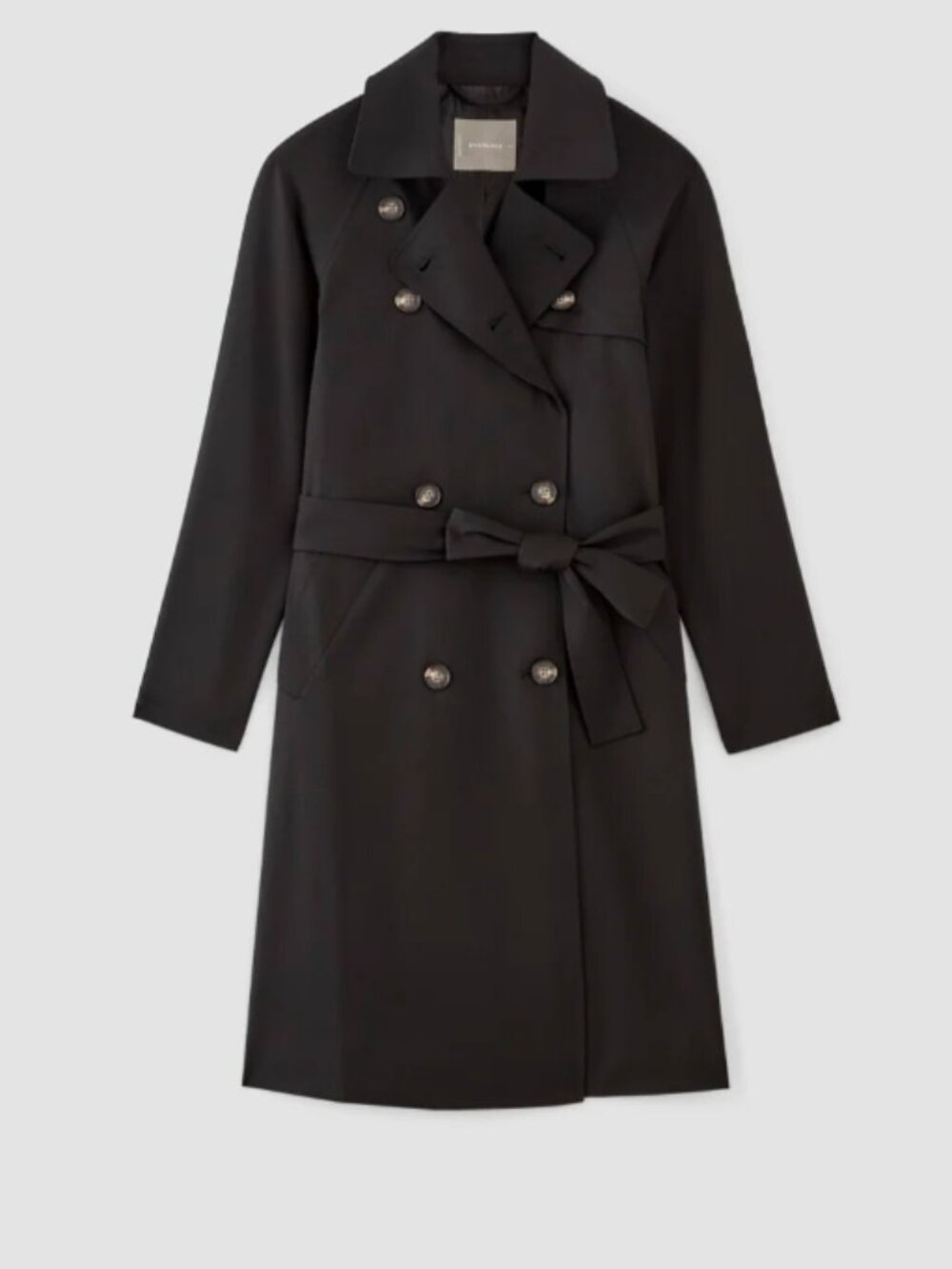 NWOT 100% Wool Modern Trench Coat - S - Black. Quiet Luxury, Capsule